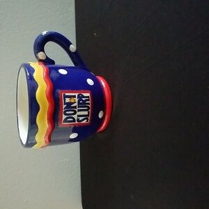 Mary Engelbreit Ink MUG Don't Slurp 1999 Vintage cobalt polka dot